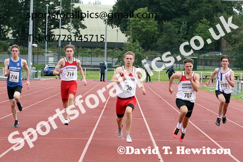 Mens and Boys 100 metres, 2021 North Eastern Track and Field Champs., Middesbrough. Photo: David T. Hewitson/Sports for All Pics